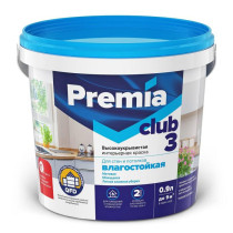 Краска для стен и потолков Premia Club 3 база А влагостойкая белая 2.7 л