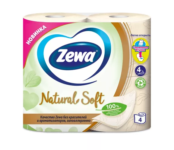 Туалетная бумага Zewa Natural Soft 4-х слойная 4 рулона – 1