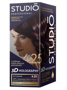 Краска для волос Studio Professional 3D Holography тон 4.25 Бургундский 115 мл